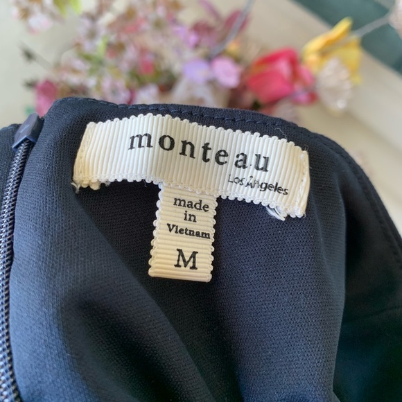 Monteau Keyhole Fit & Flare Dress Navy - size Med - Picture 3 of 6